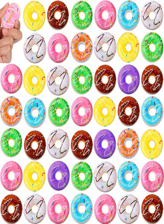 Jerify 72 Pcs Donut Stress Balls Foam Donut Party Favors 1.97 Inch Fake Donuts Slow Rising Toys Rainbow Stress Relief for Party Decoration Birthday Games Supplies, 8 Colors - Image 1
